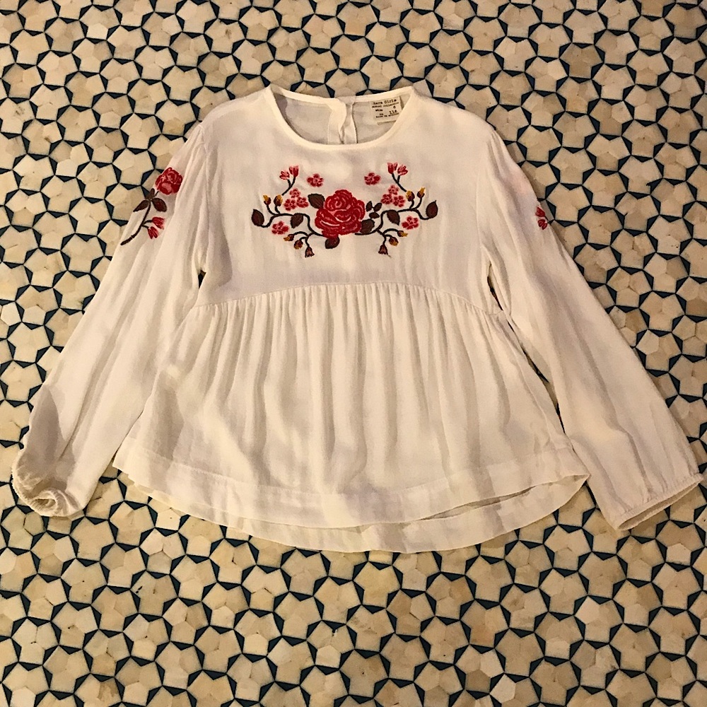 Zara Girls Flower Embroidered Top size 6